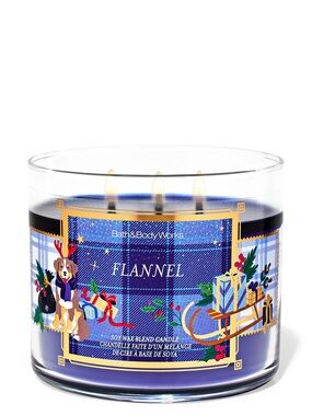 Bath & Body Works Flannel 3-Wick Candle - New with Decorative Lid